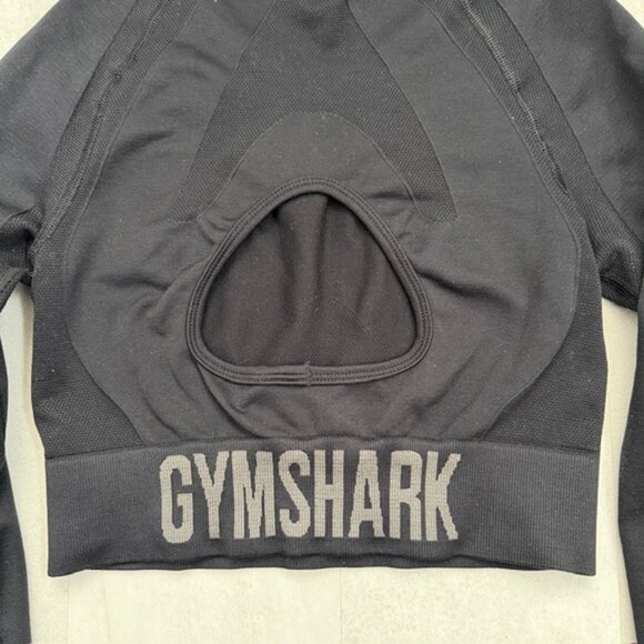 GYMSHARK Flex Sports Keyhole Long Sleeve Crop Top Black XS/Small - Picture 12 of 12